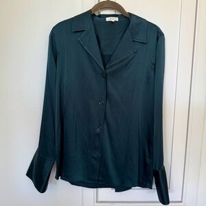 A.L.C. Kass Stretch Silk Top – Forest Green – Size 0